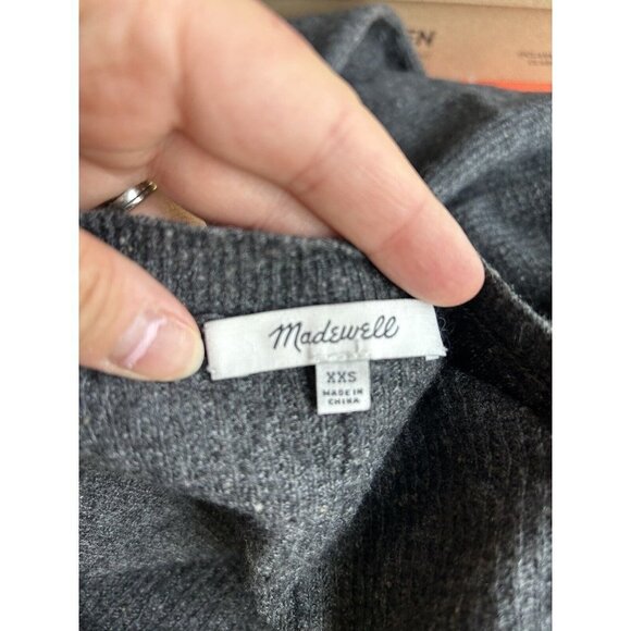 Madewell Northroad Pullover Sweater Dark Gray crewneck Merino Wool Blend XXS - Picture 9 of 11